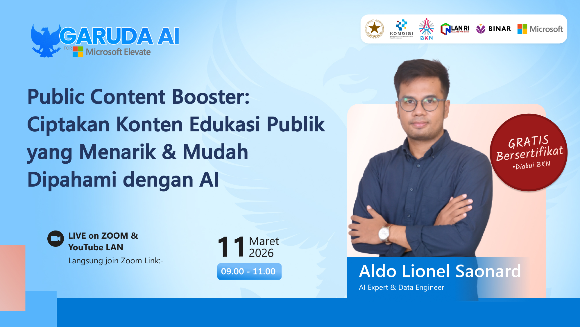 LAN x BINAR: Public Content Booster: Ciptakan Konten Edukasi Publik yang  Menarik & Mudah Dipahami dengan AI