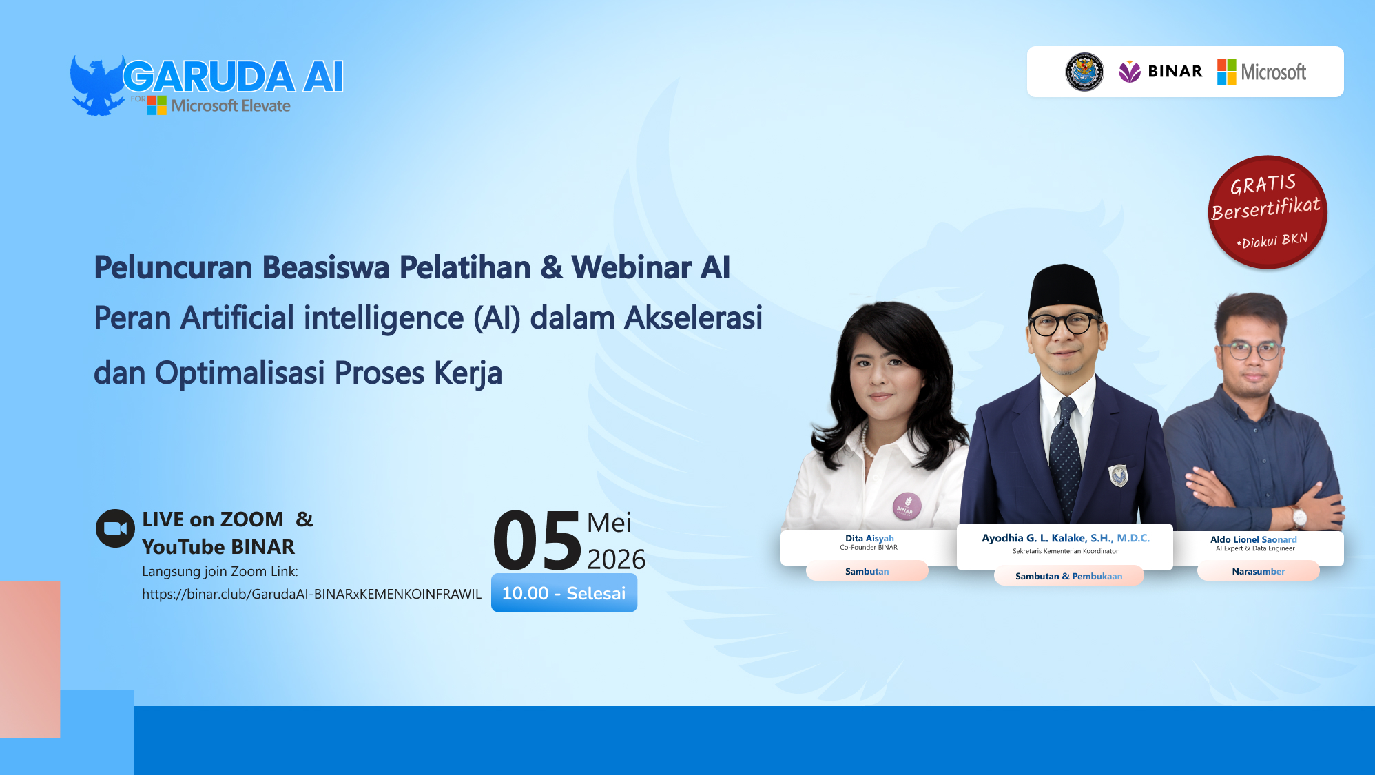 KEMENKOINFRAWILxBINAR: Peran Artificial intelligence (AI) dalam Akselerasi dan Optimalisasi Proses Kerja
