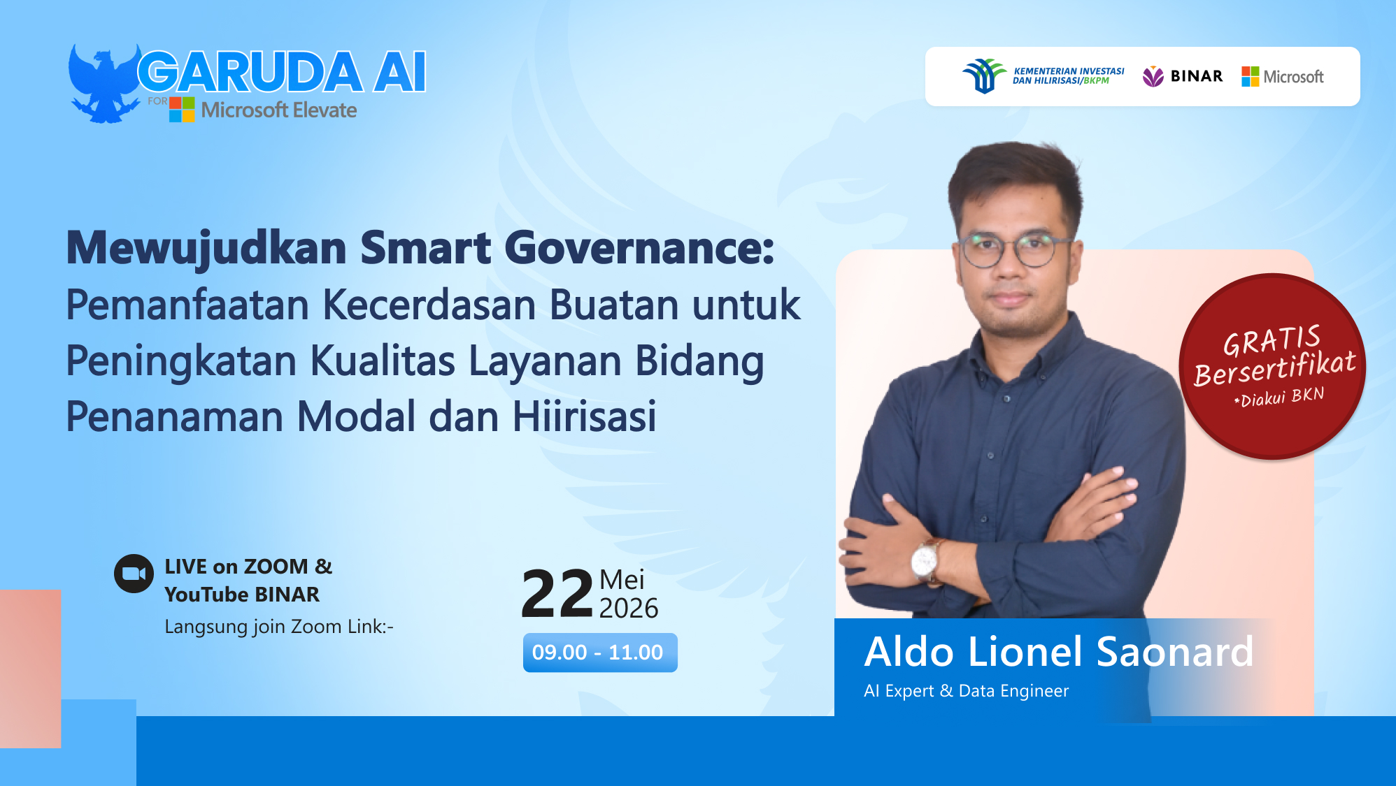 BINARxBKPM5-Mewujudkan Smart Governance: Pemanfaatan Kecerdasan Buatan untuk Peningkatan Kualitas Layanan Bidang Penanaman Modal dan Hiirisasi