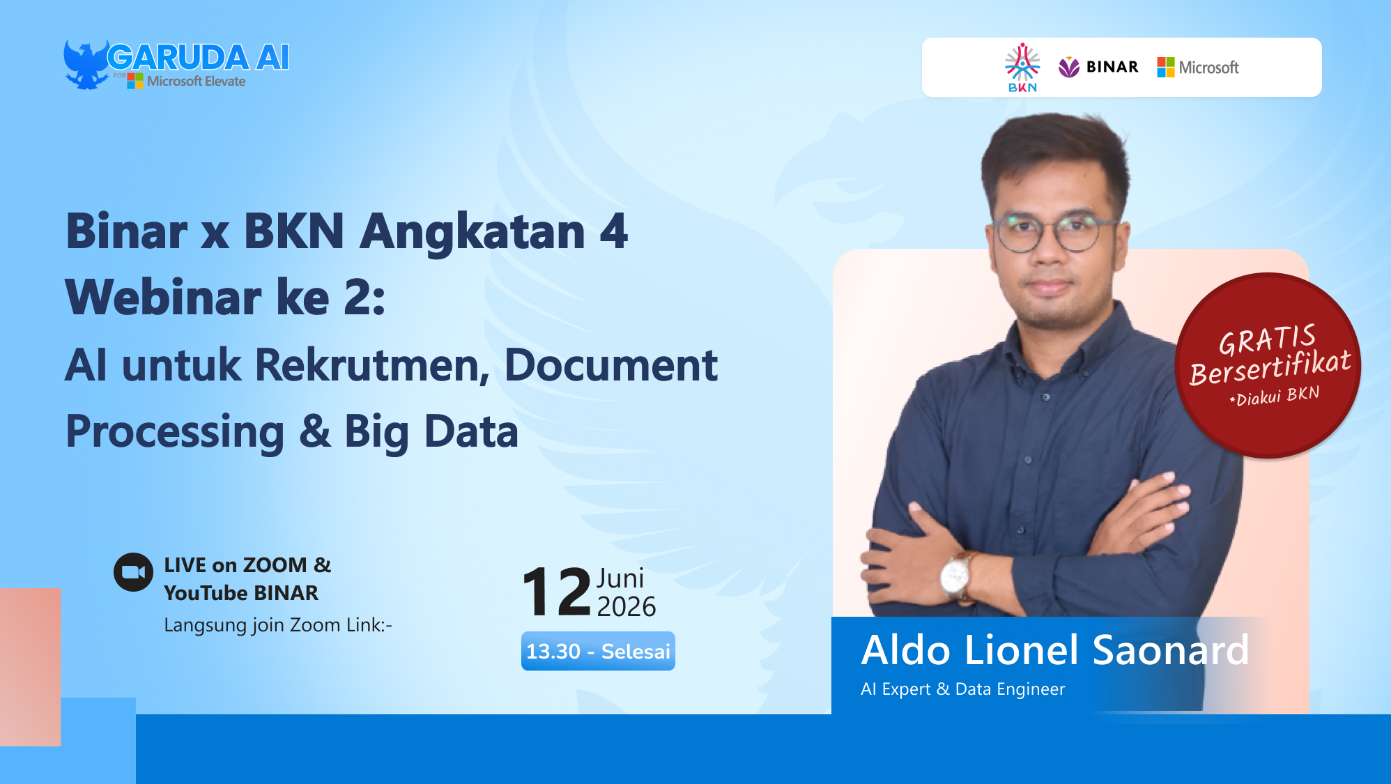 Binar x BKN Angkatan 4 Webinar ke 2:  AI untuk Rekrutmen, Document Processing & Big Data